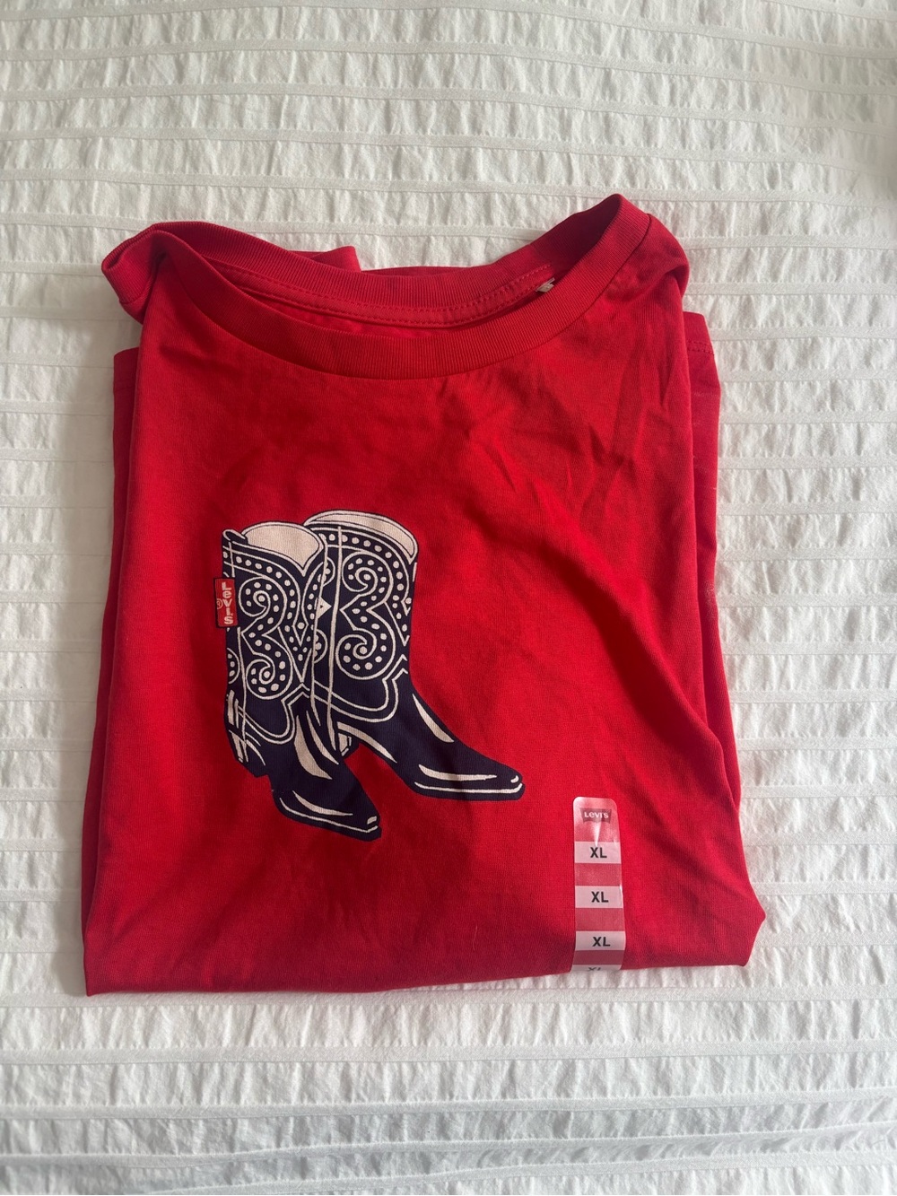 Levi's Red Short Sleeve Tee with Cowboy Boot Graphic